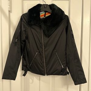 B by Burton Roosevelt Bomber Jacket Women's XSmall Black Fun Striped Lining